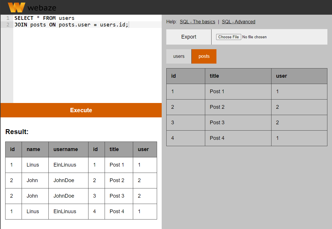 Select Join Result