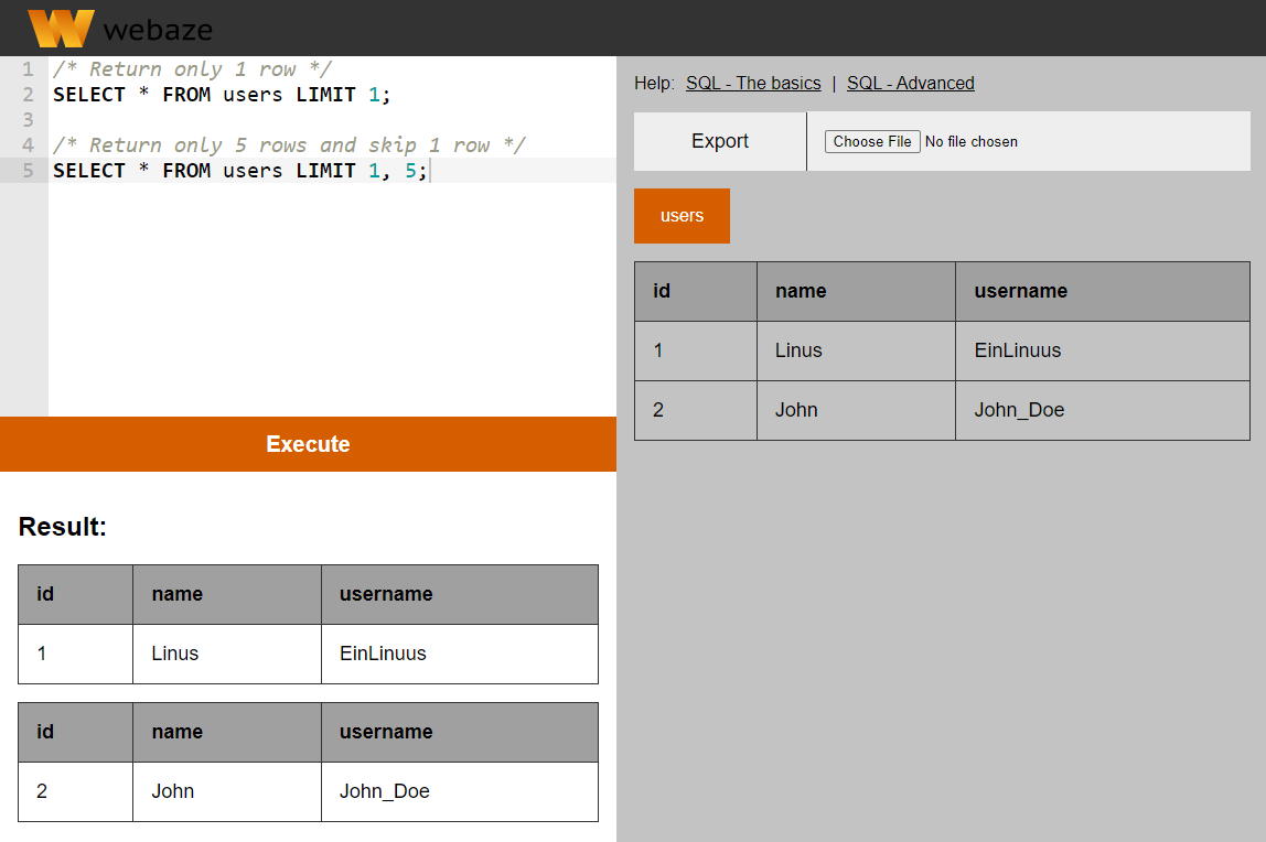 Select Limit Result